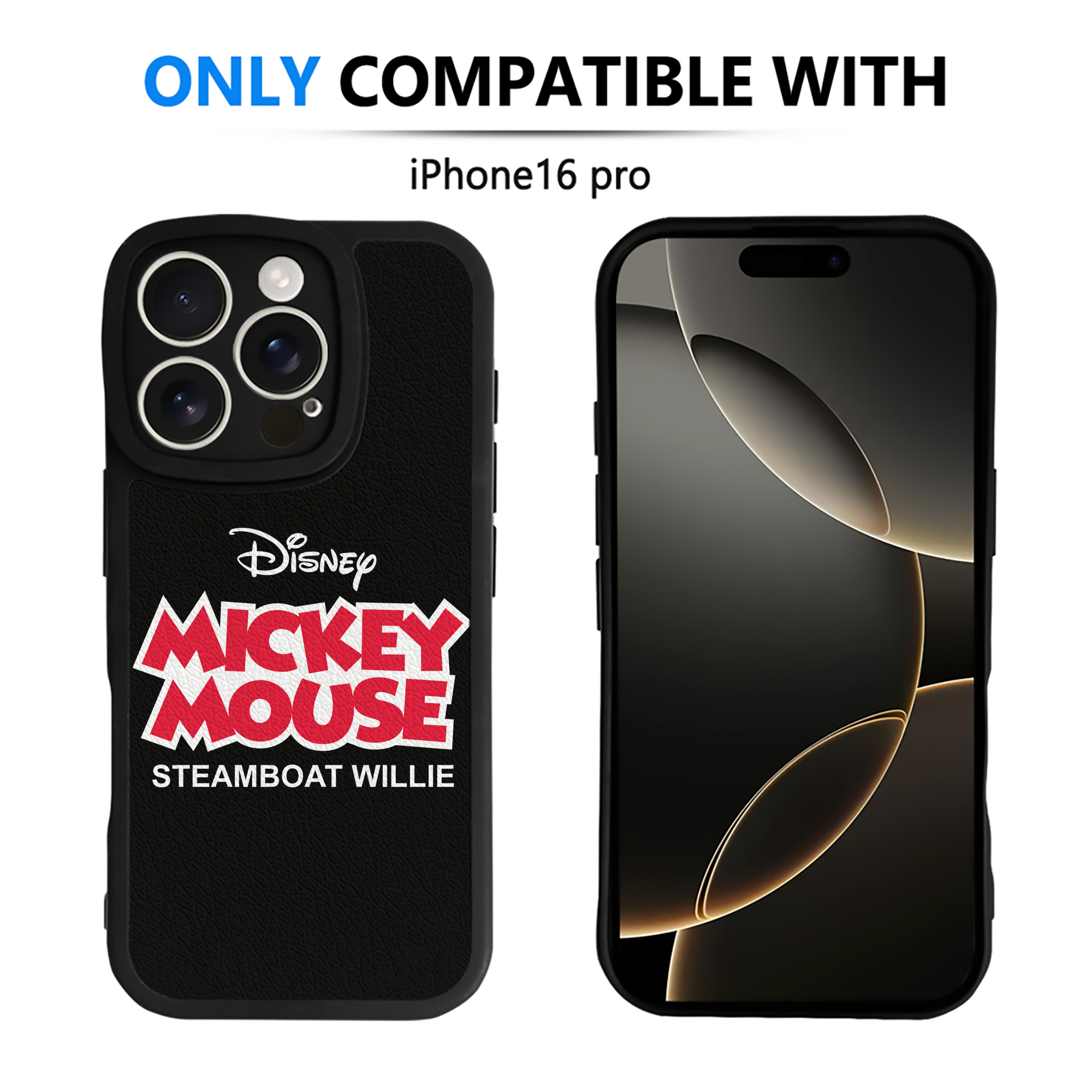 （画像用） ミッキーマウス Mickey Mouse 【iPhone 16シリーズ対応】シリコンスマホケース（レザー調） 材質：シリコン